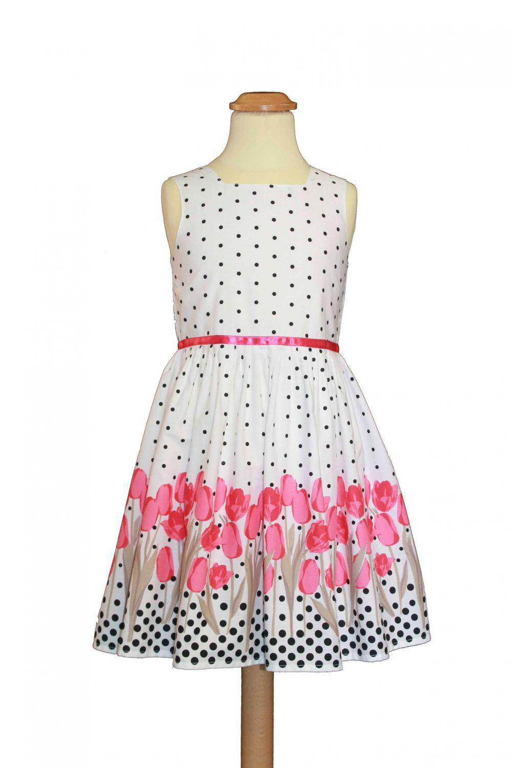 Sommerkleid Mädchen Kleid Tulpen pink
