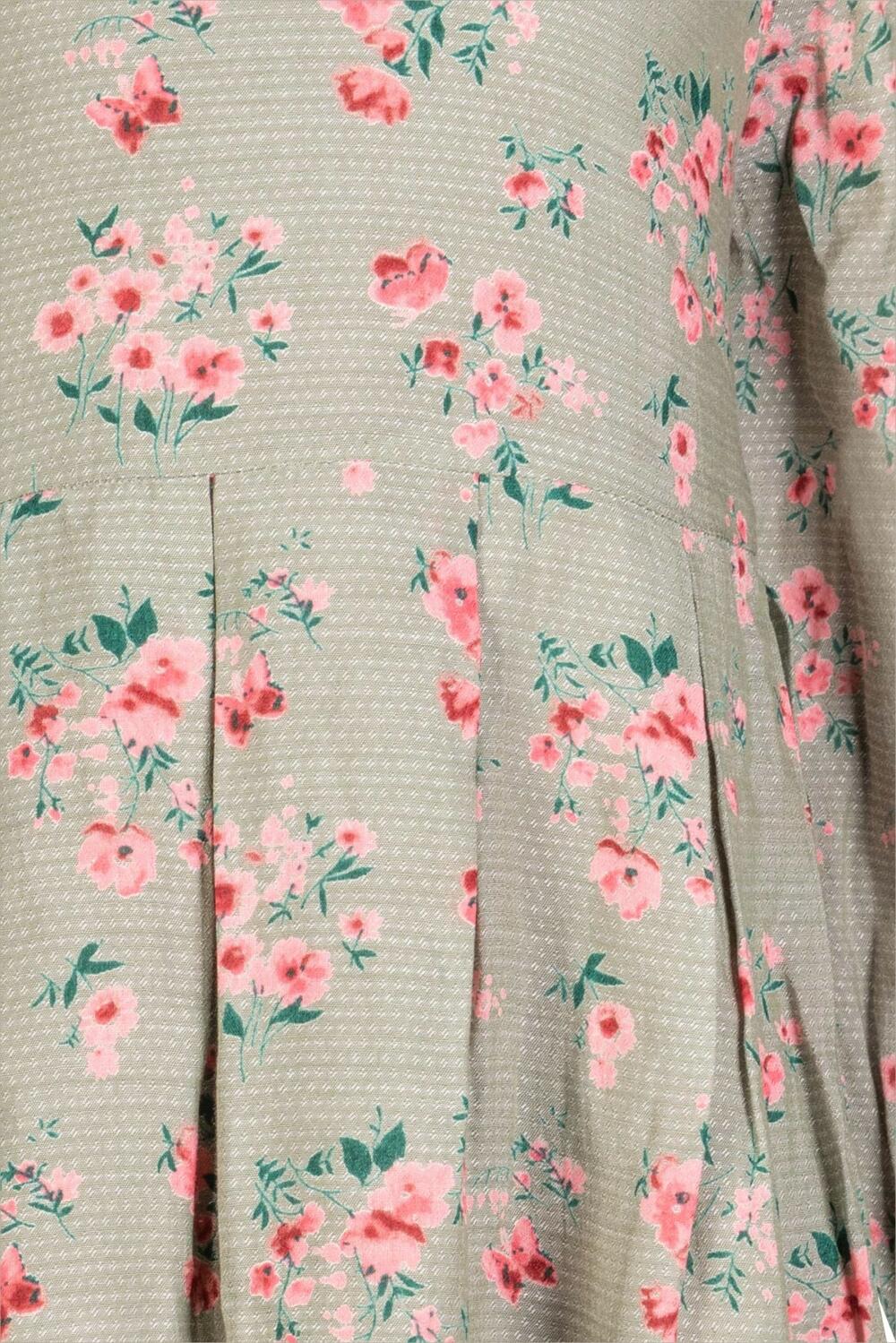 Happy Girls Kinder Kleid Vintage geblümt khaki