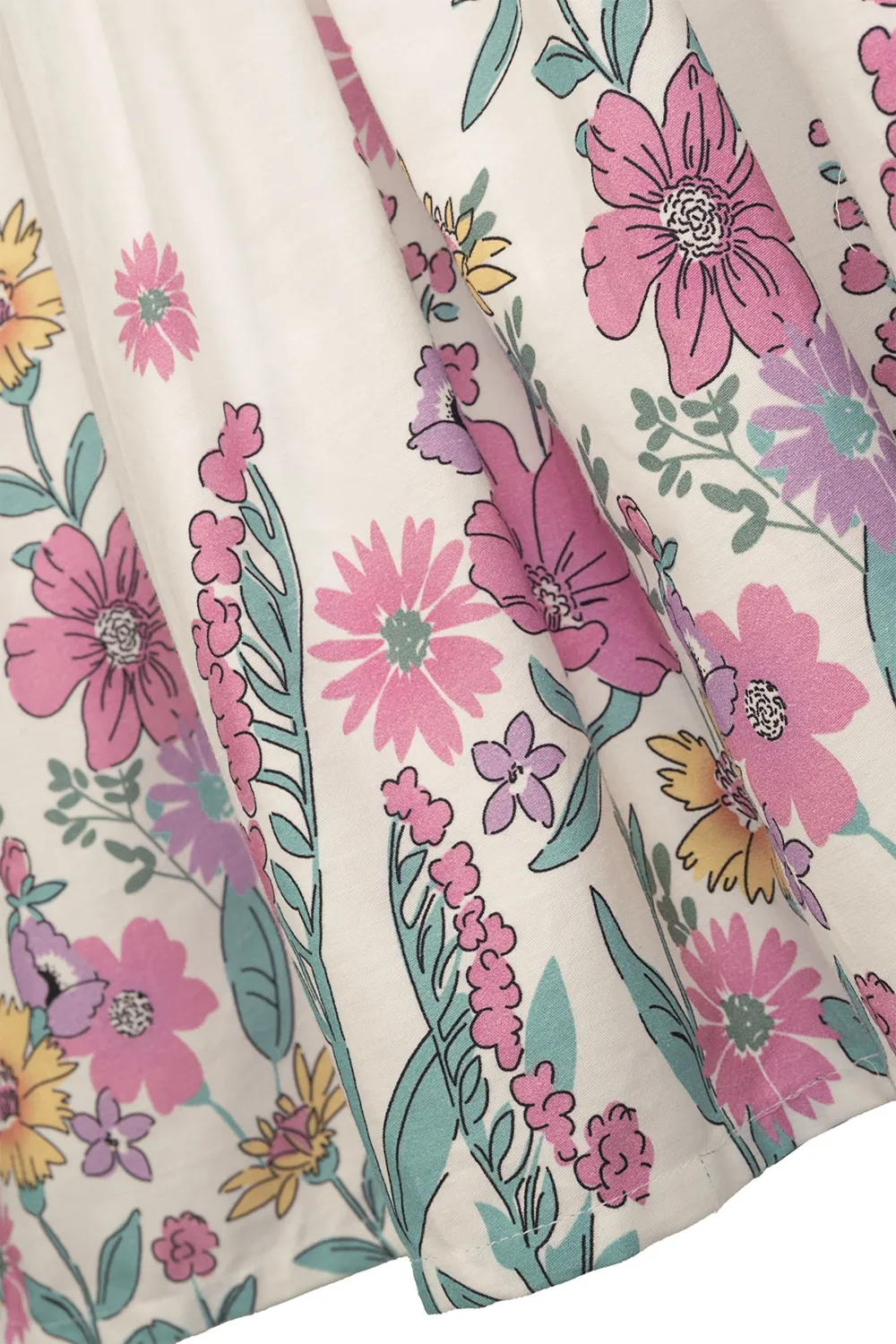 DANAMADE M&auml;dchen Kleid Sommerkleid Caro gebl&uuml;mt ecru