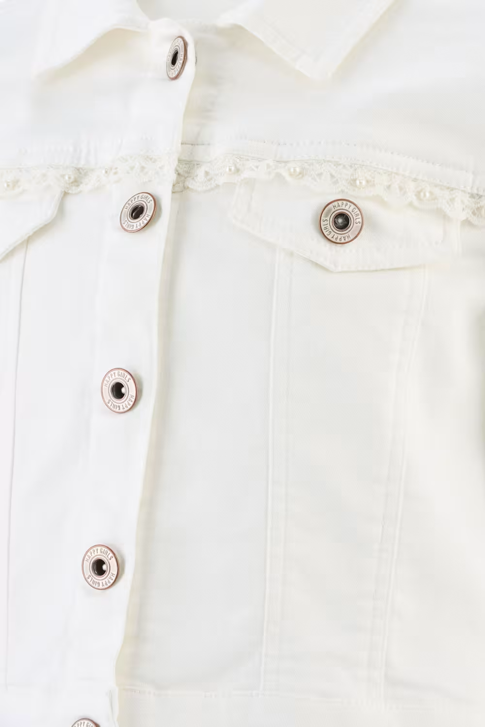 Happy Girls Jeansjacke festlich mit Perlen ecru