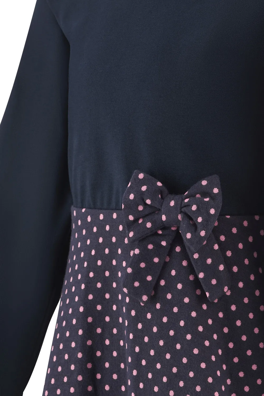 Happy Girls Mädchen Kinder Kleid mit gepunktetem Rock blau detail