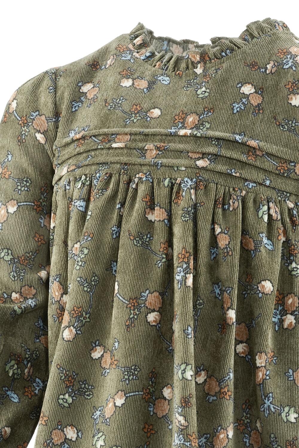 Happy Girls Mädchen Kleid Kinderkleid Cord olive