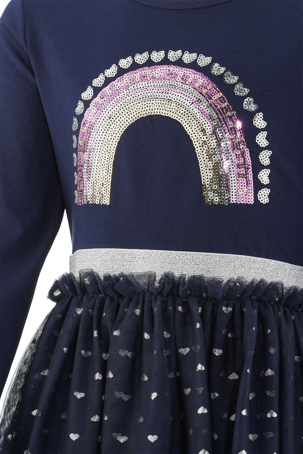 Happy Girls Mädchen Kleid Kinderkleid Regenbogen blau