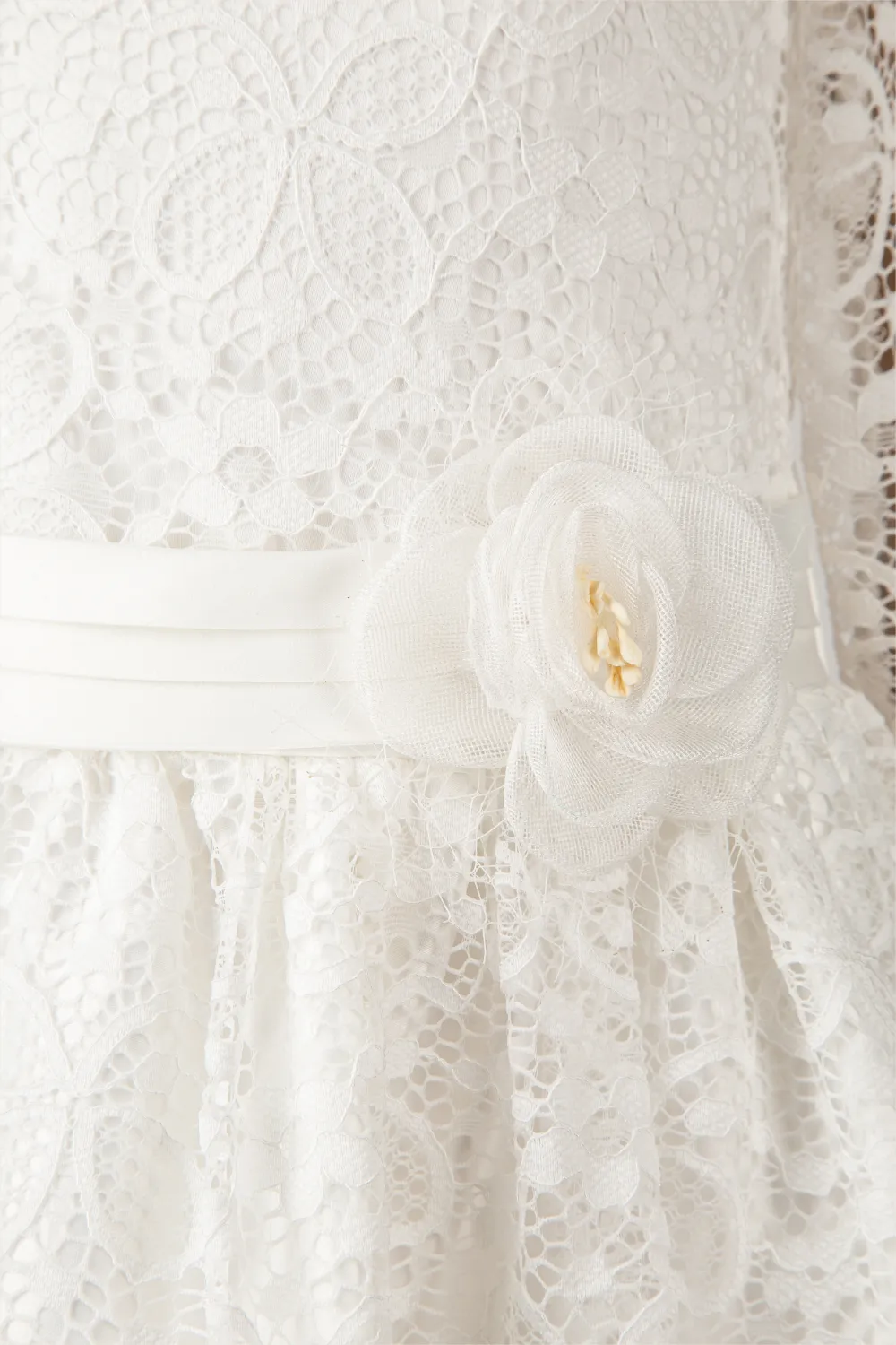 Happy Girls festliches Kinderkleid Kommunionkleid Langarm Vintage ecru