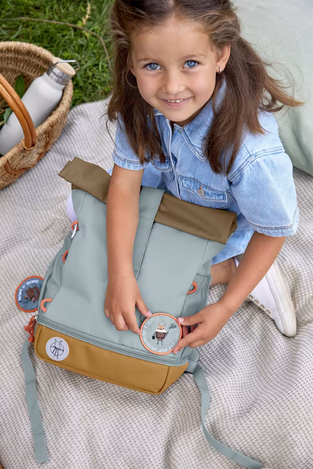 L&auml;ssig Kindergartenrucksack Rolltop Nature blau
