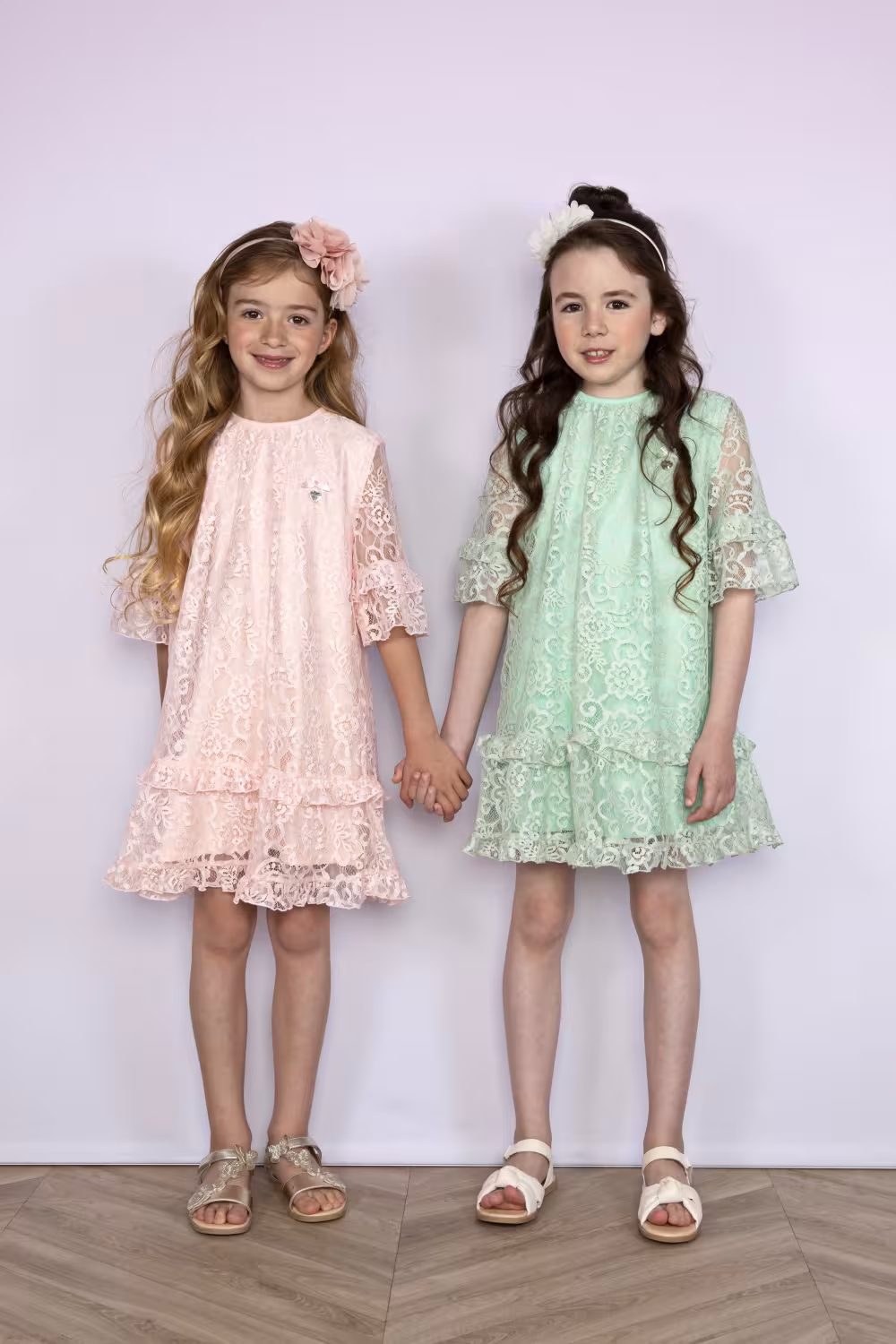 Le Chic M&auml;dchen Kleid festlich Spitze gr&uuml;n