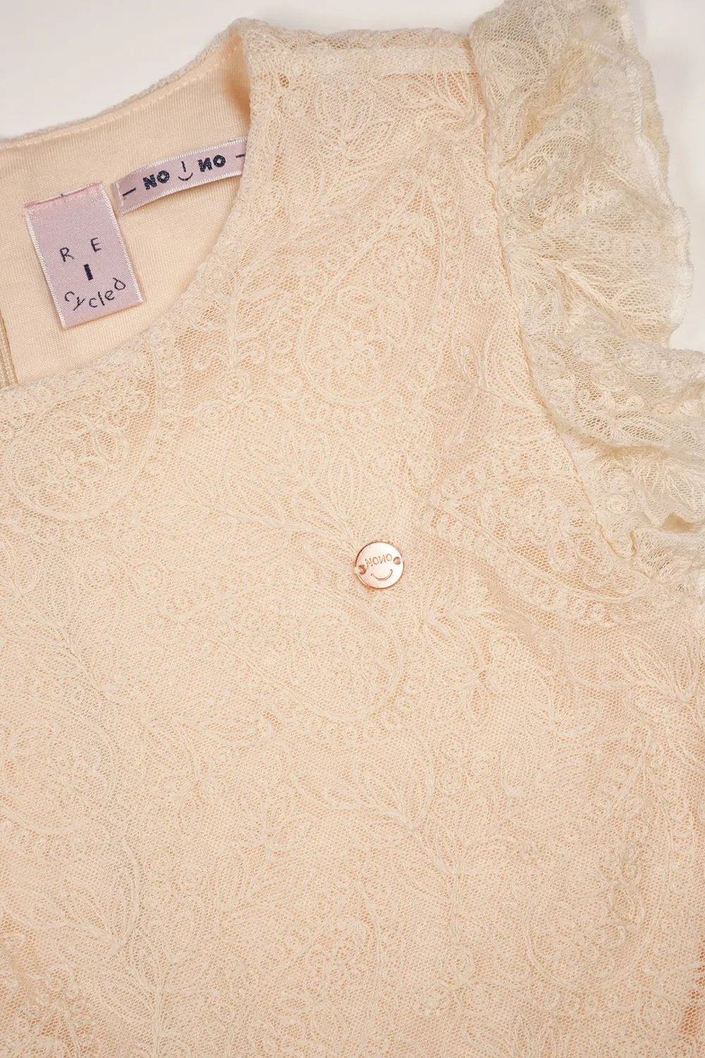 Nono festlicher M&auml;dchen Jumpsuit mit Spitzenoberteil Sand Blush