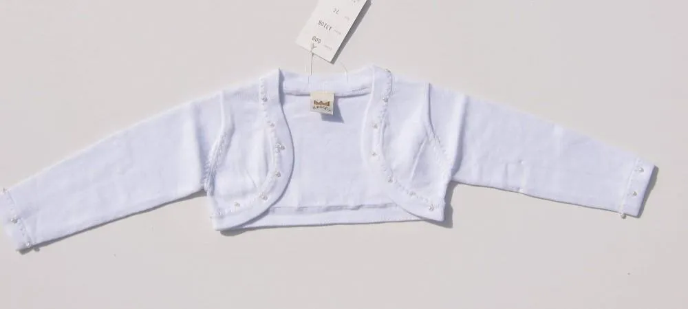 KINDERIT Baby Bolero Strick Perlen weiß