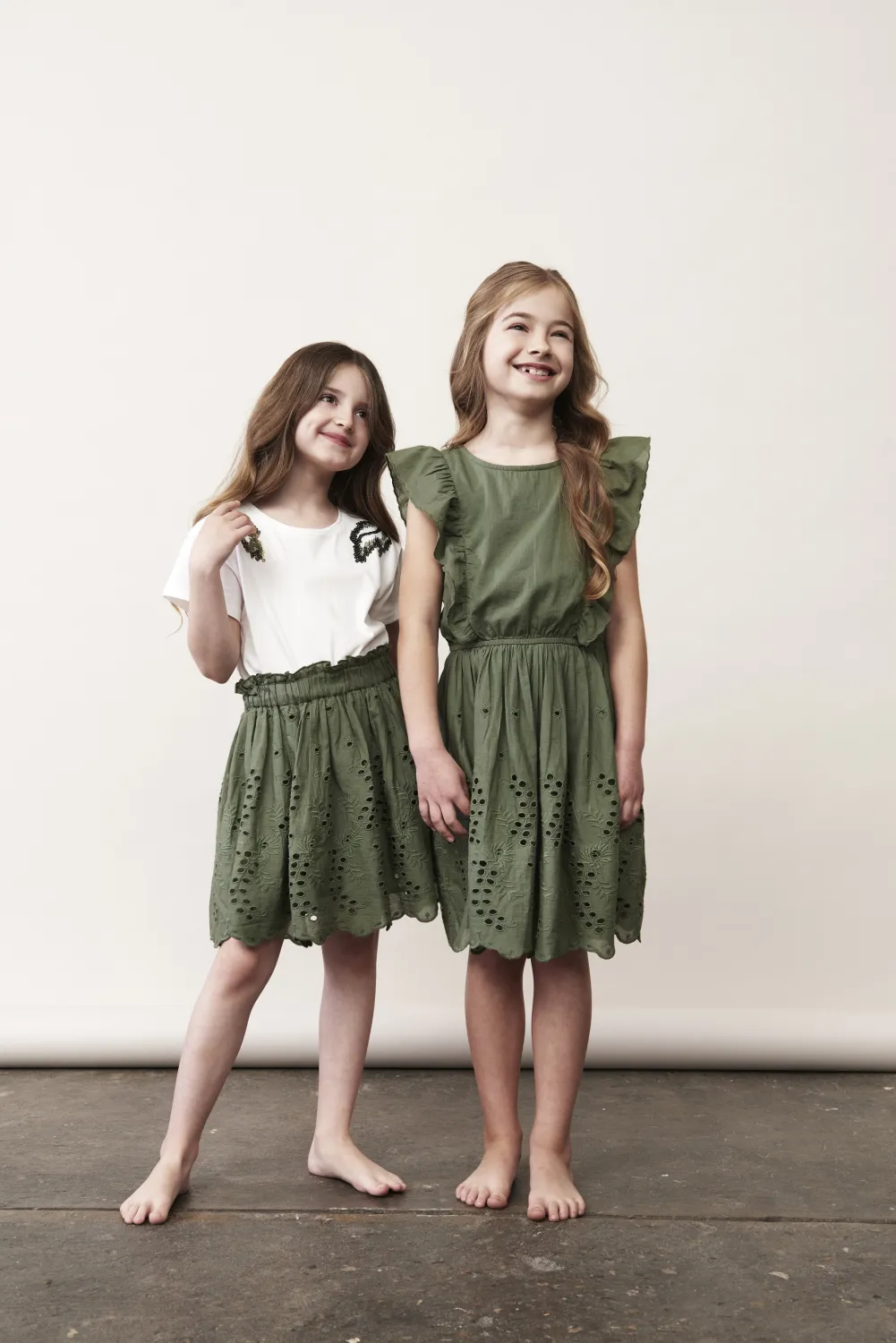 Creamie Kinderkleid Sommerkleid Lochstickerei grün