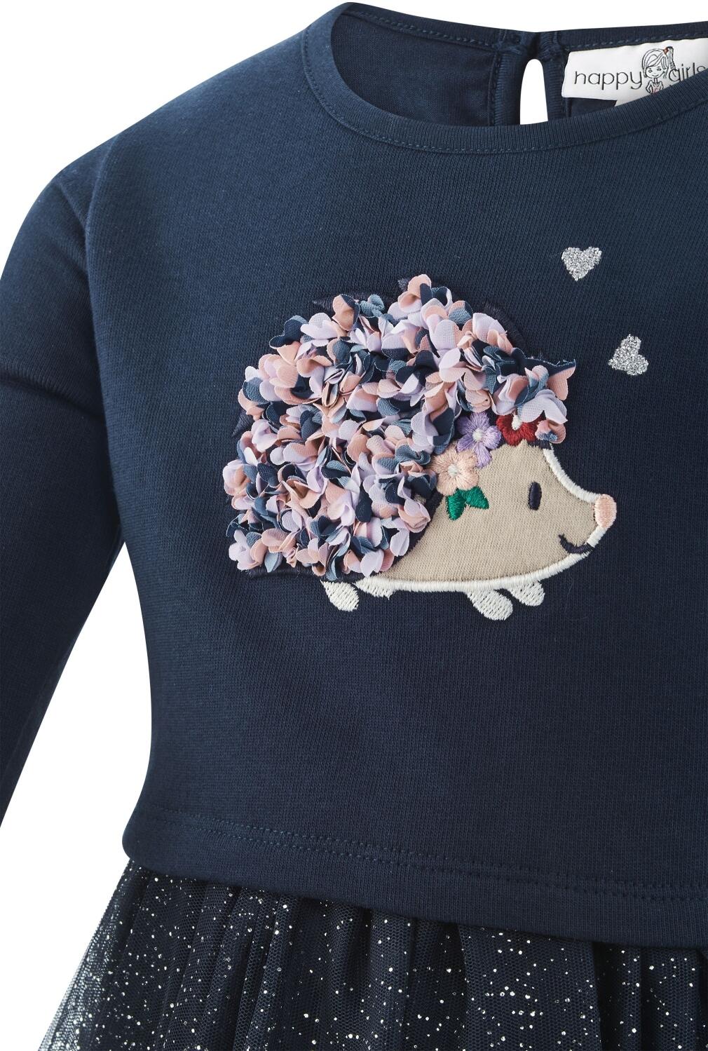 Happy Girls Mädchen Kinder Kleid Igel blau