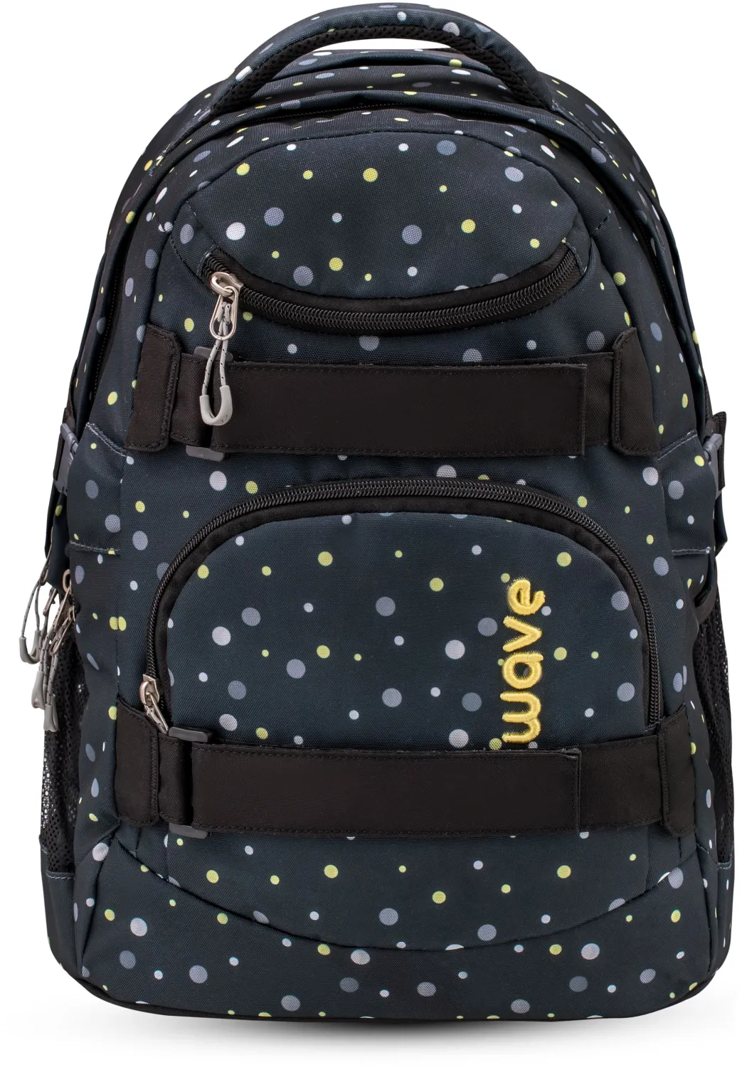 Belmil Schulrucksack Set Wave Infinity 3-tlg. Black and Yellow Dots