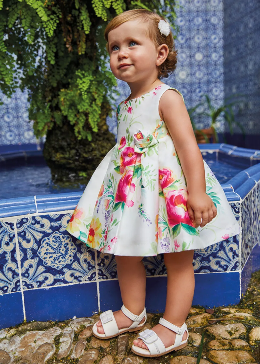 abel & lula Kinder Mädchen Kleid festlich Satin geblümt