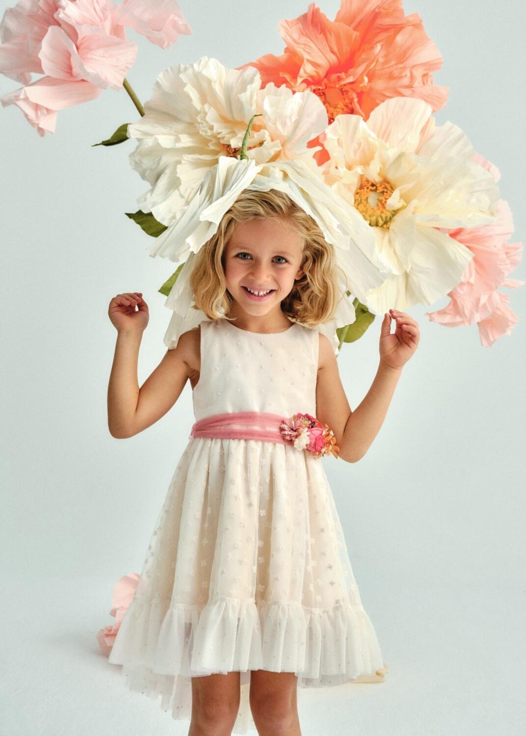 abel & lula M&auml;dchen Kleid festlich T&uuml;ll beige