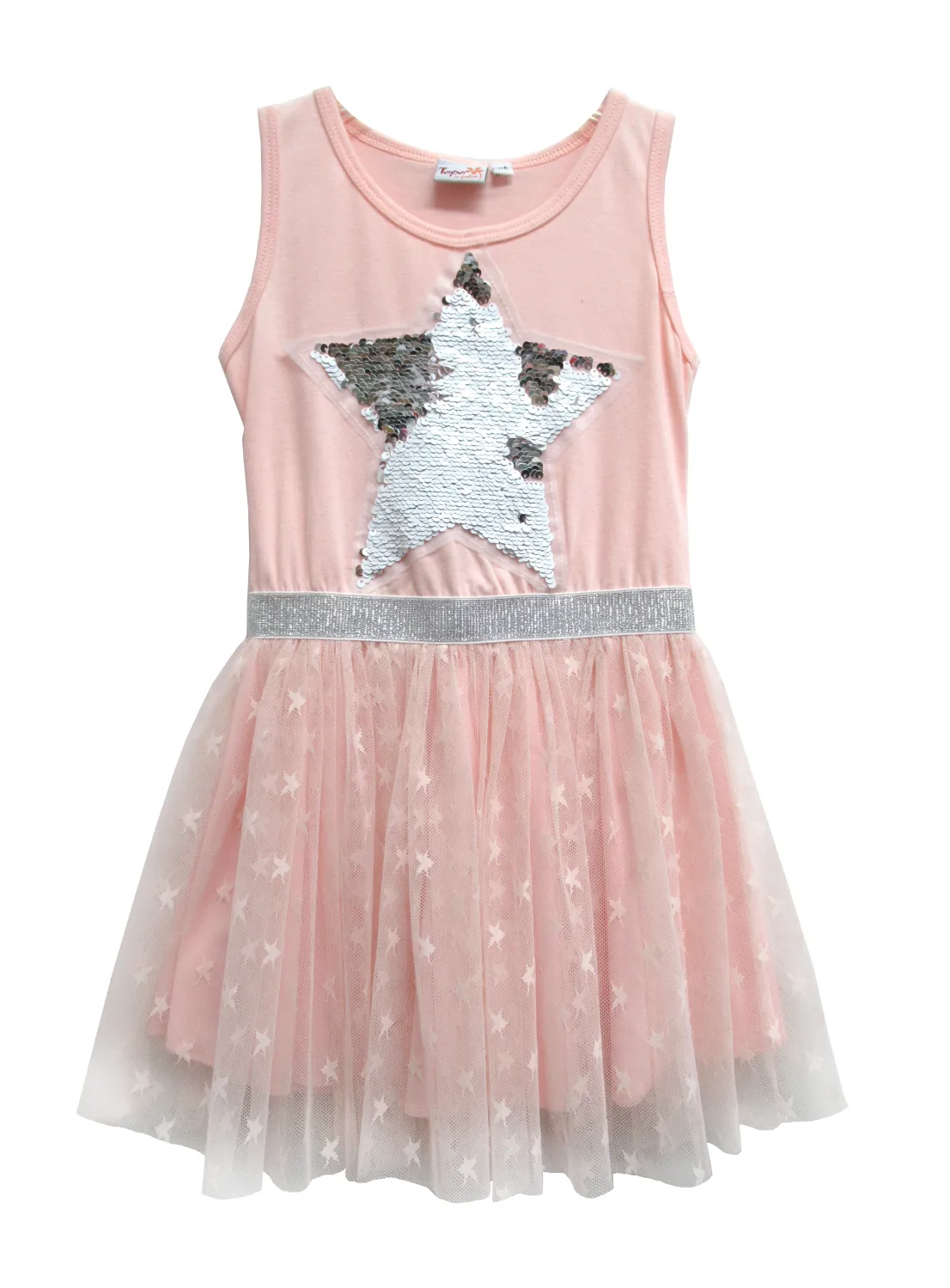 Topo M&auml;dchen Kleid Sommerkleid Stern aprikot