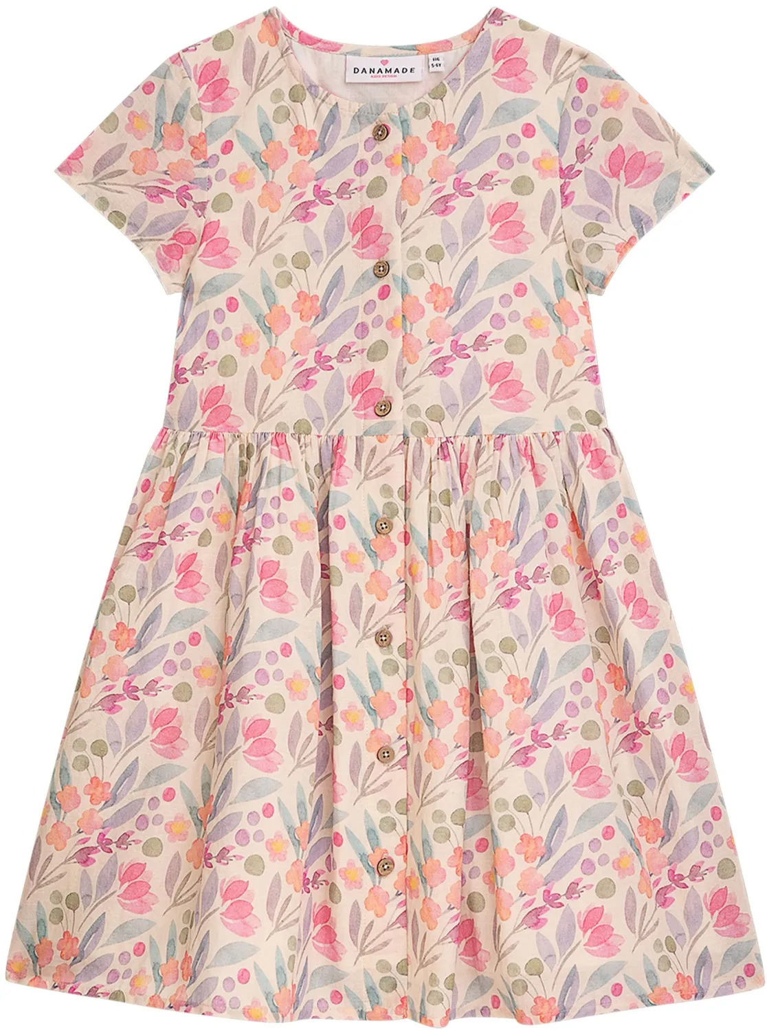 DANAMADE M&auml;dchen Kleid Sommerkleid Bella gebl&uuml;mt ecru