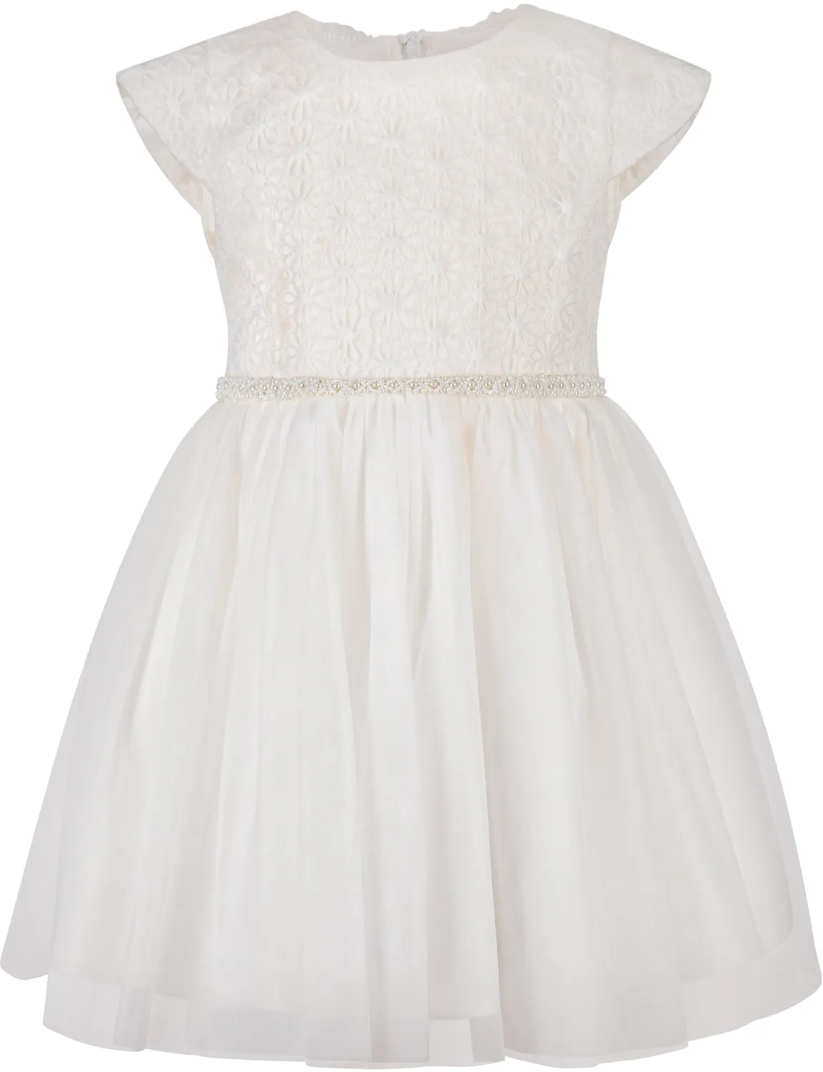 Happy Girls Babykleid M&auml;dchenkleid festlich Bl&uuml;mchen ecru