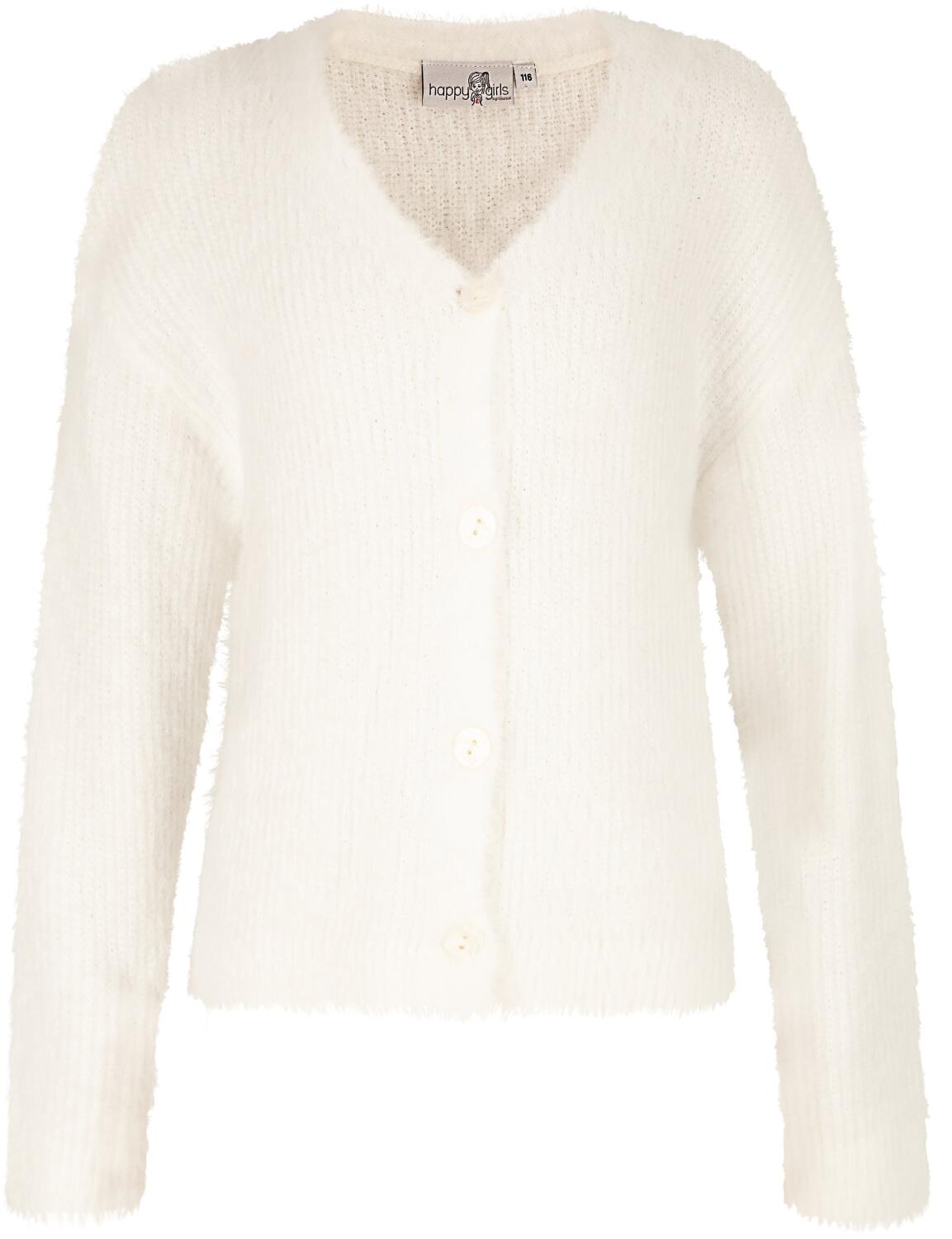 Happy Girls Teens M&auml;dchen Strickjacke Cardigan Fransengarn ecru