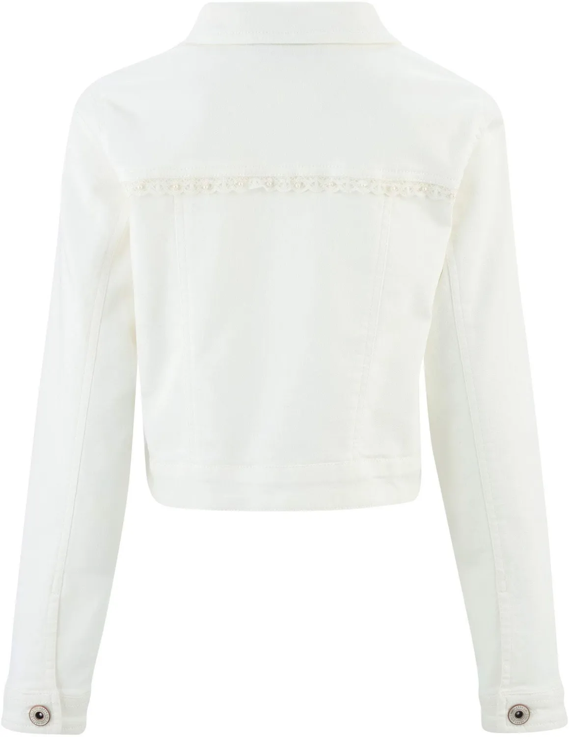 Happy Girls Jeansjacke festlich mit Perlen ecru