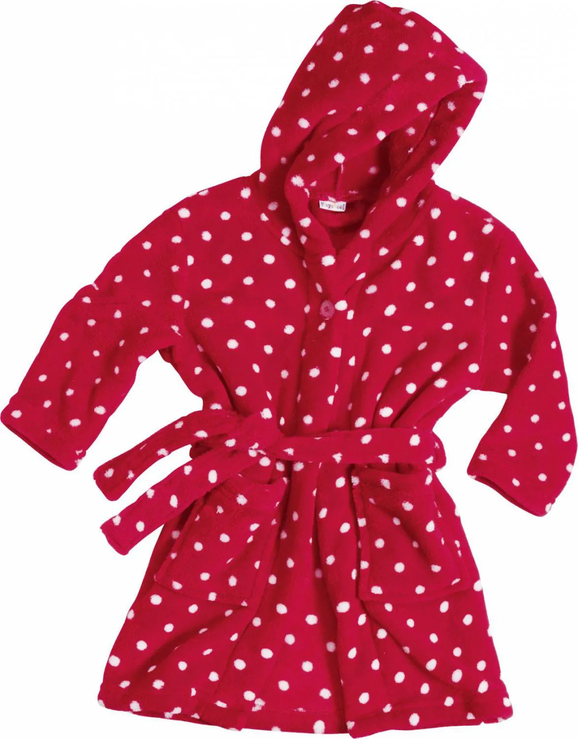 Kinder Bademantel Fleece Punkte rot