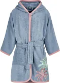 Kinder Bademantel Frottee Palmen blau