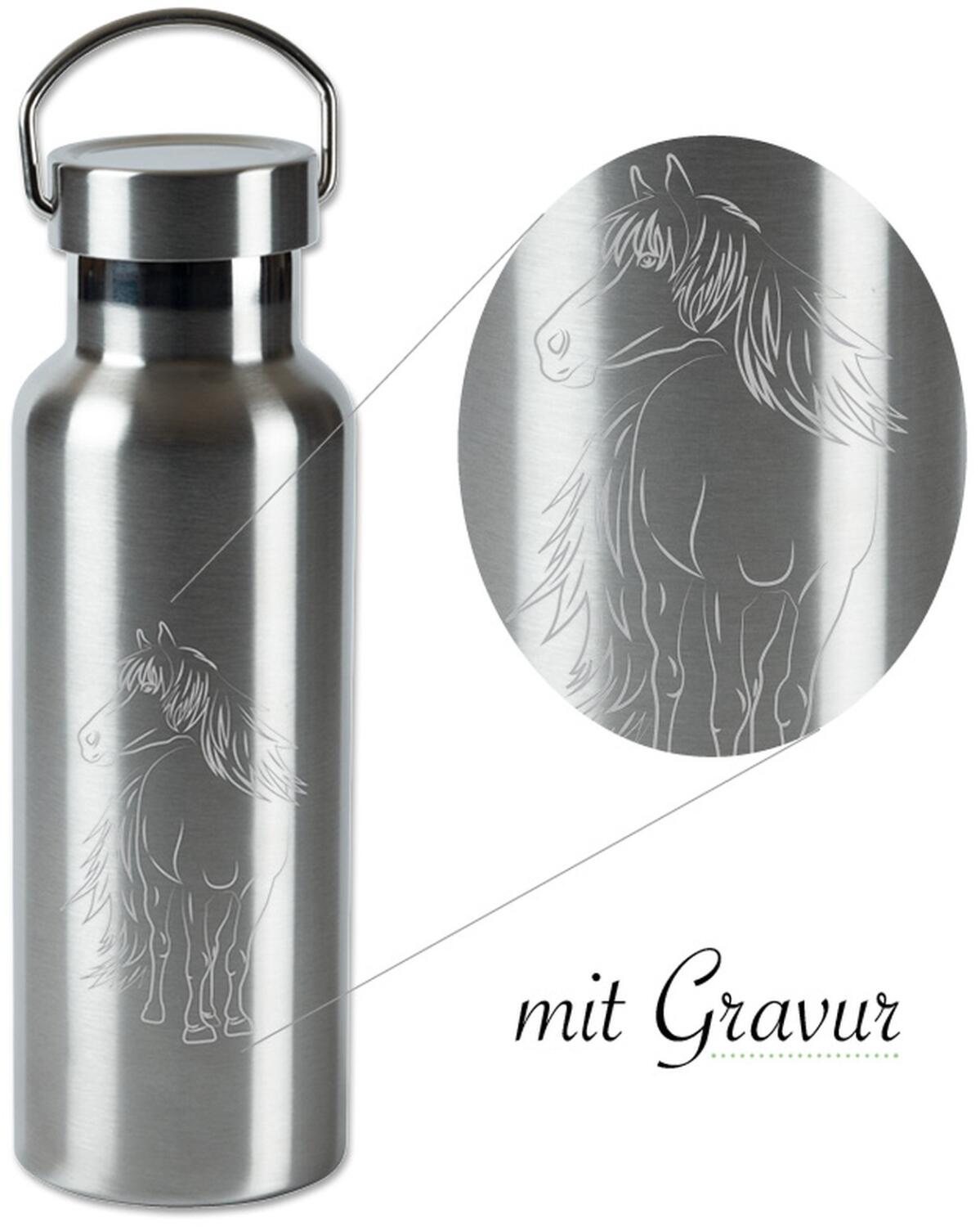 Trinkflasche Edelstahl Pferde