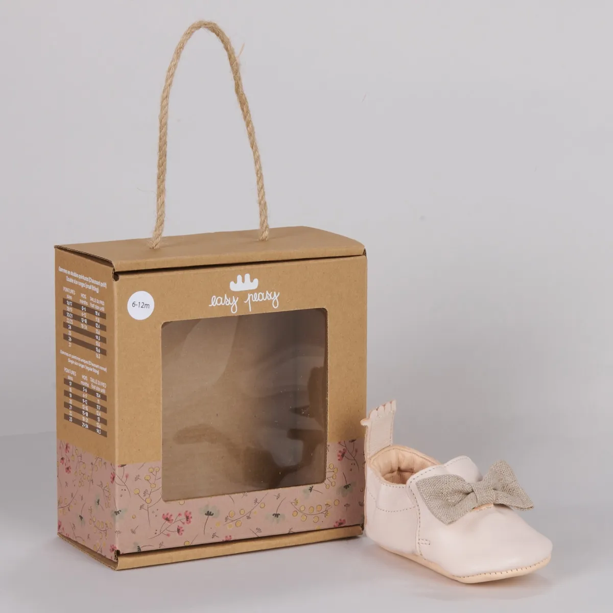 easy peasy Baby Haus-Schuhe Krabbelschuhe Schleife beige