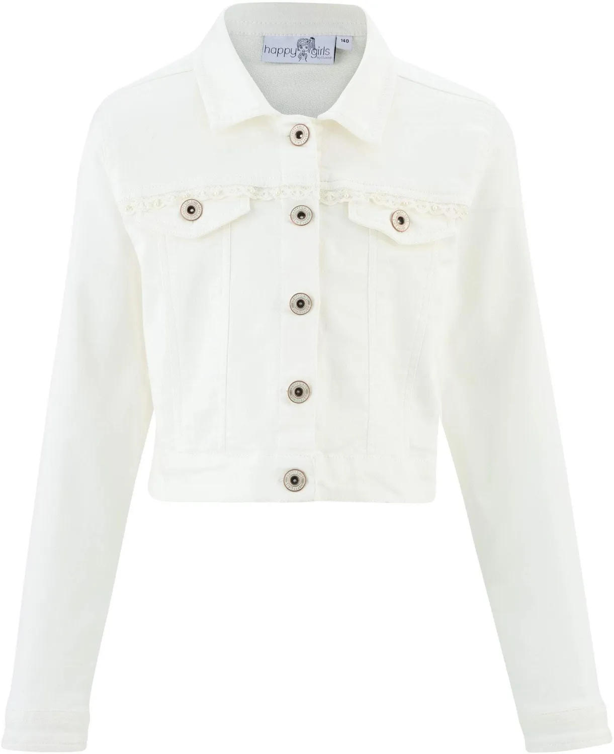 Happy Girls Jeansjacke festlich mit Perlen ecru