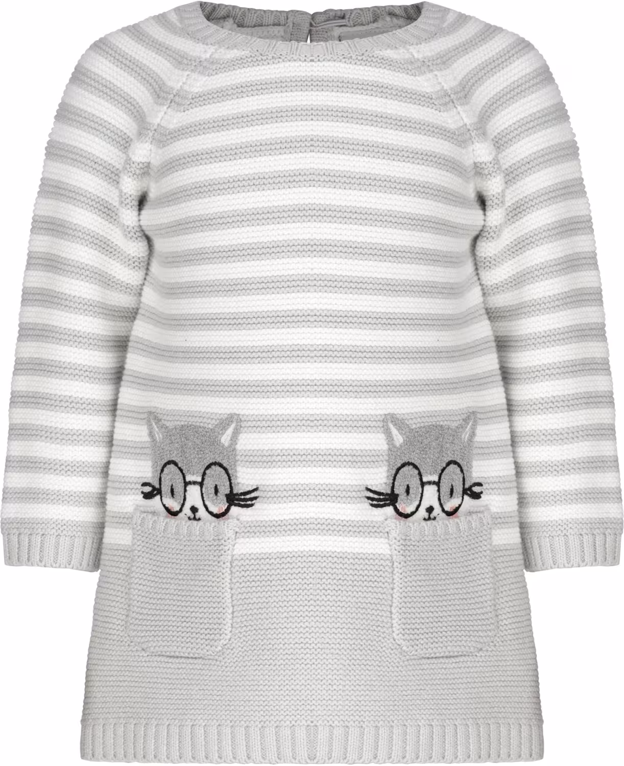 Happy Girls Kinderkleid Strickkleid Katze grau