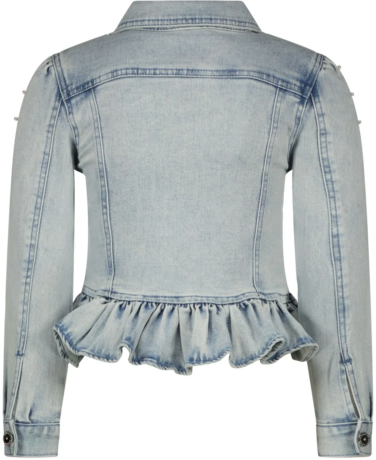 Le Chic Mädchen Jeans-Jacke mit Perlen blau