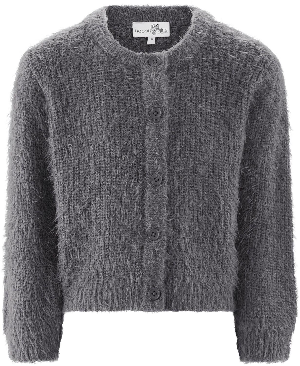 Happy Girls Mädchen Strickjacke Cardigan Fransengarn grau