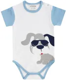 Jacky Baby Body Kurzarm Happy Car weiß-blau