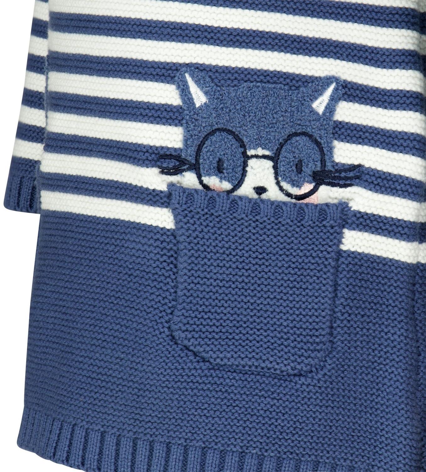 Happy Girls Kinderkleid Strickkleid Katze jeansblau
