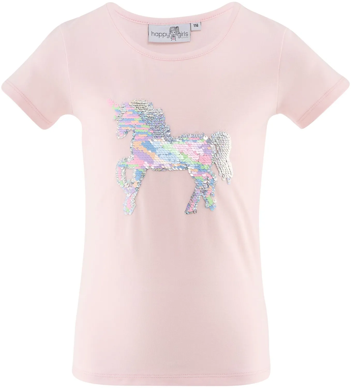 Happy Girls M&auml;dchen Shirt Einhorn Pailletten rosa