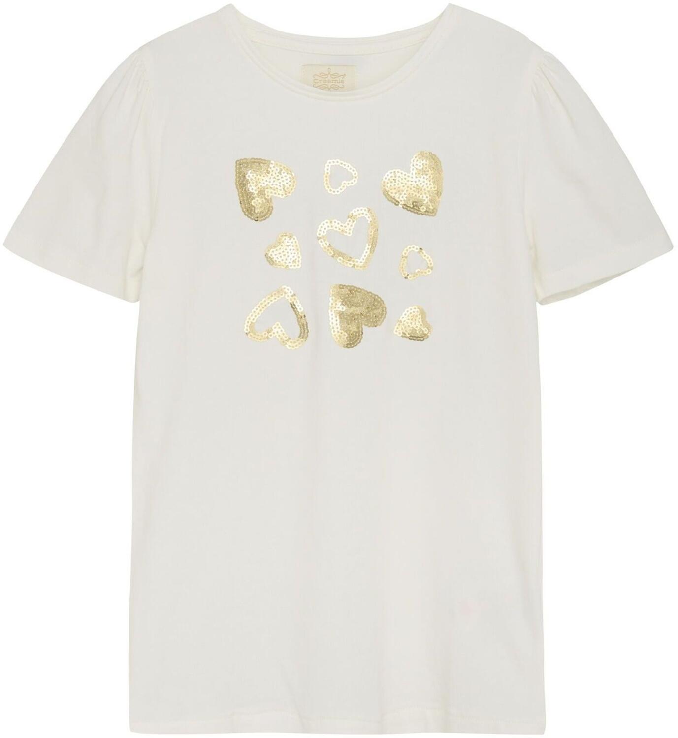 Creamie M&auml;dchen T-Shirt mit Pailletten-Herzen Organic Cotton ecru