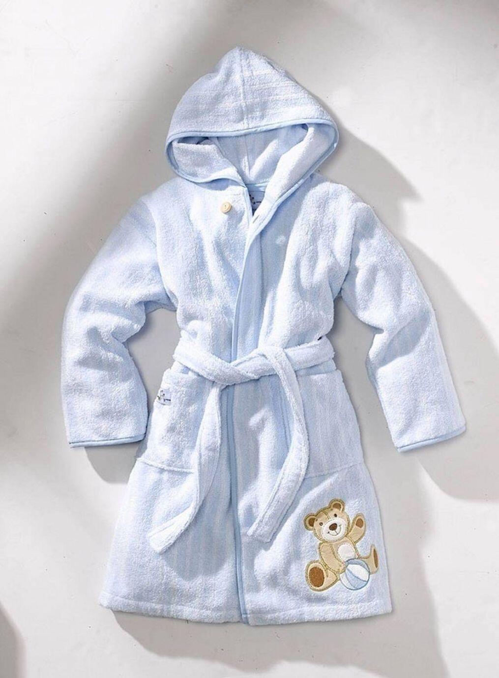 Kinder Bademantel Frottee Bio Bear hellblau