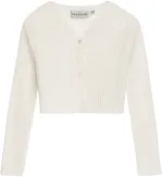 DANAMADE Mädchen Cardigan Strick-Jacke Glitzer Sia ecru