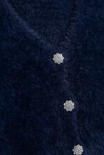 Danamade M&auml;dchen Cardigan Pelz mit Strasskn&ouml;pfen blau