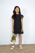 Le Chic Konfirmation M&auml;dchen Kleid festlich Krepp blau