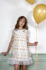 Le Chic M&auml;dchen Kleid festlich Schmetterlinge ecru