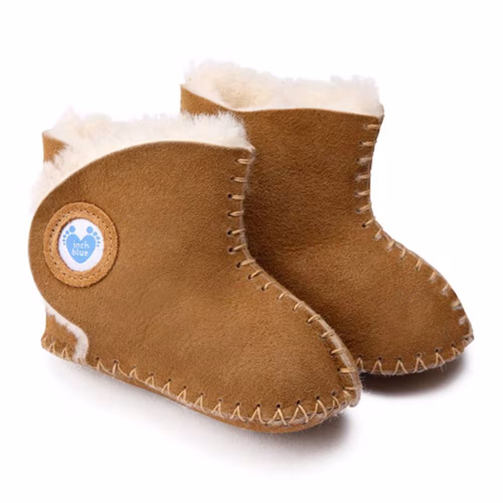 Baby Schuhe aus Leder mit Schaffellfutter Cwtch natur