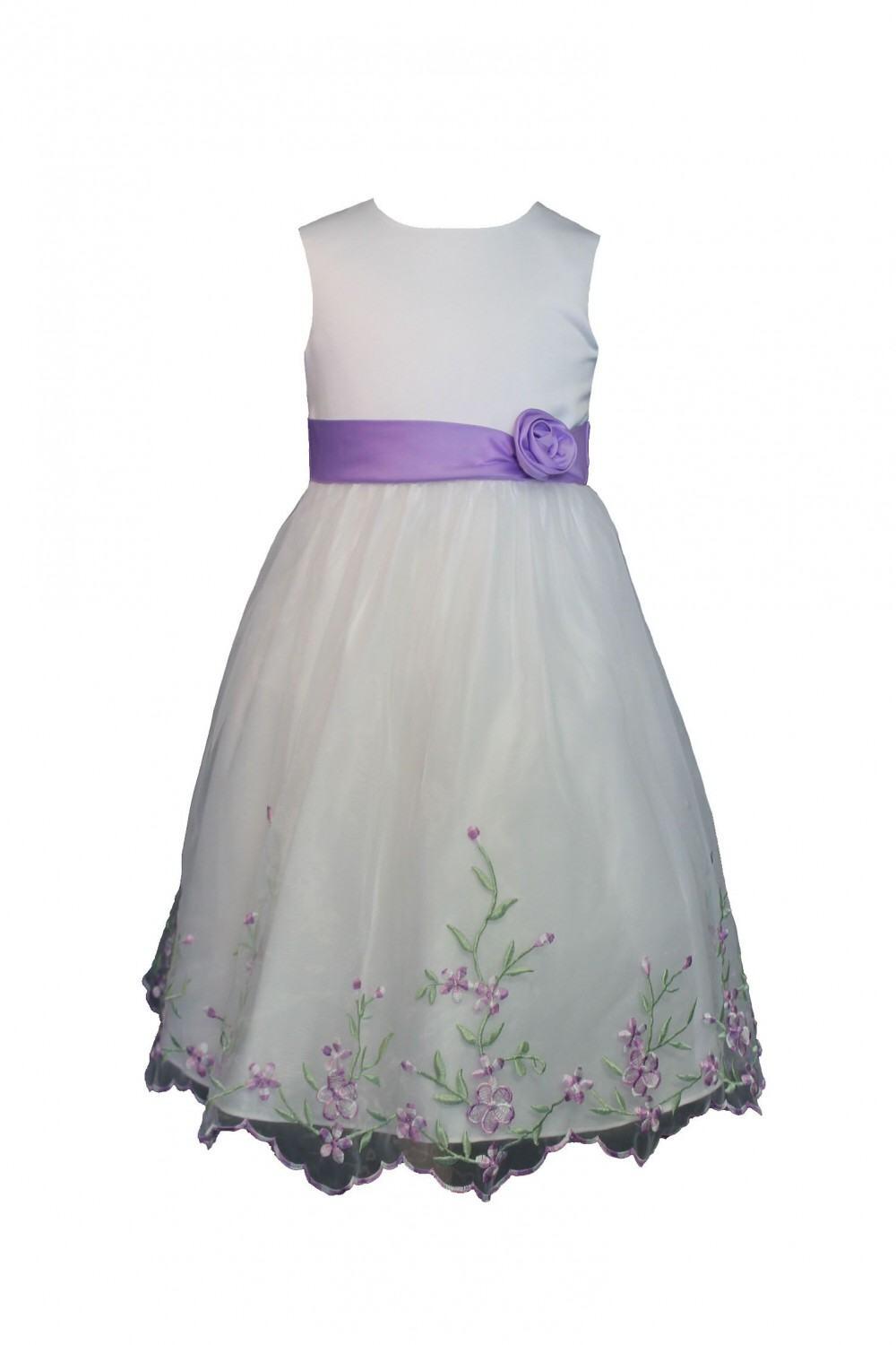 Blumenkind M&auml;dchen Kleid festlich Lila Bl&uuml;mchen