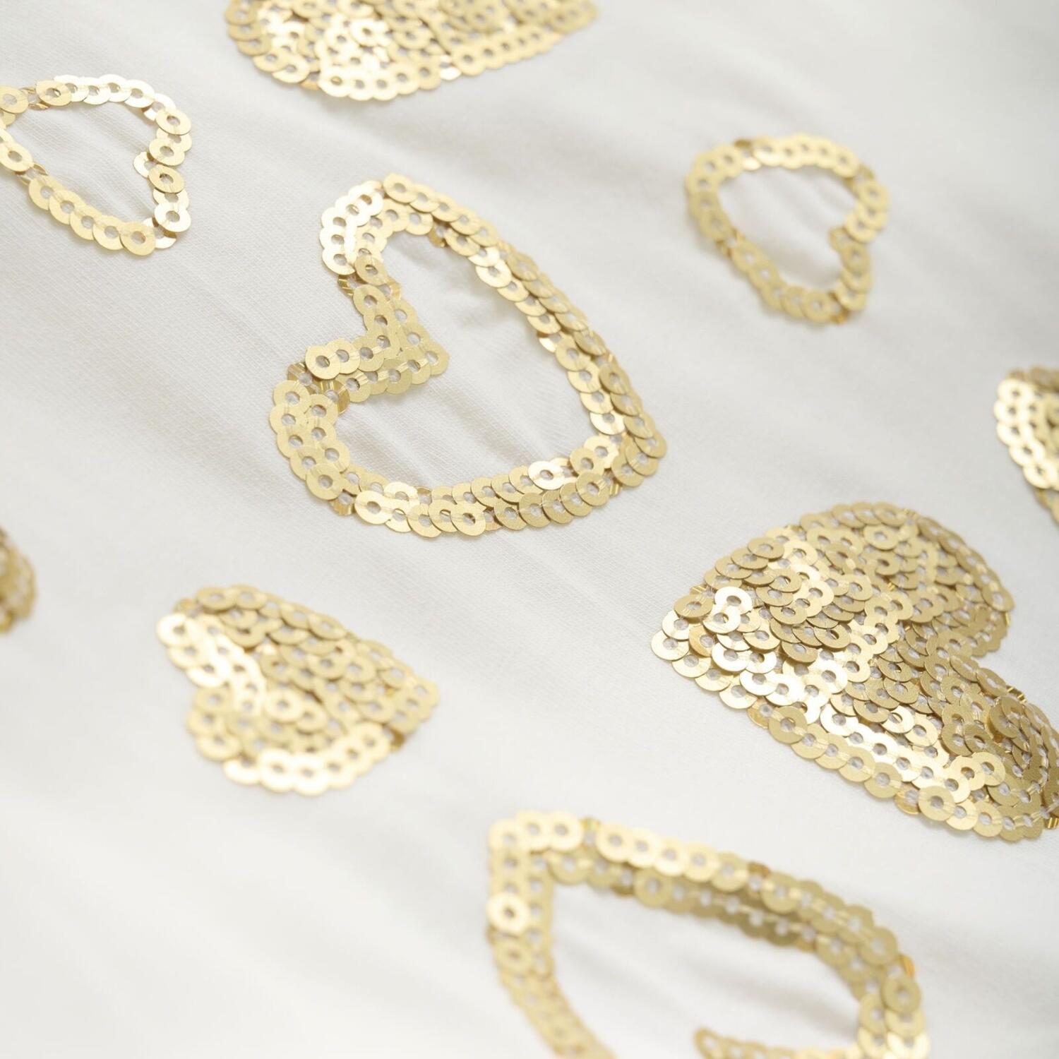 Creamie Mädchen T-Shirt mit Pailletten-Herzen Organic Cotton ecru