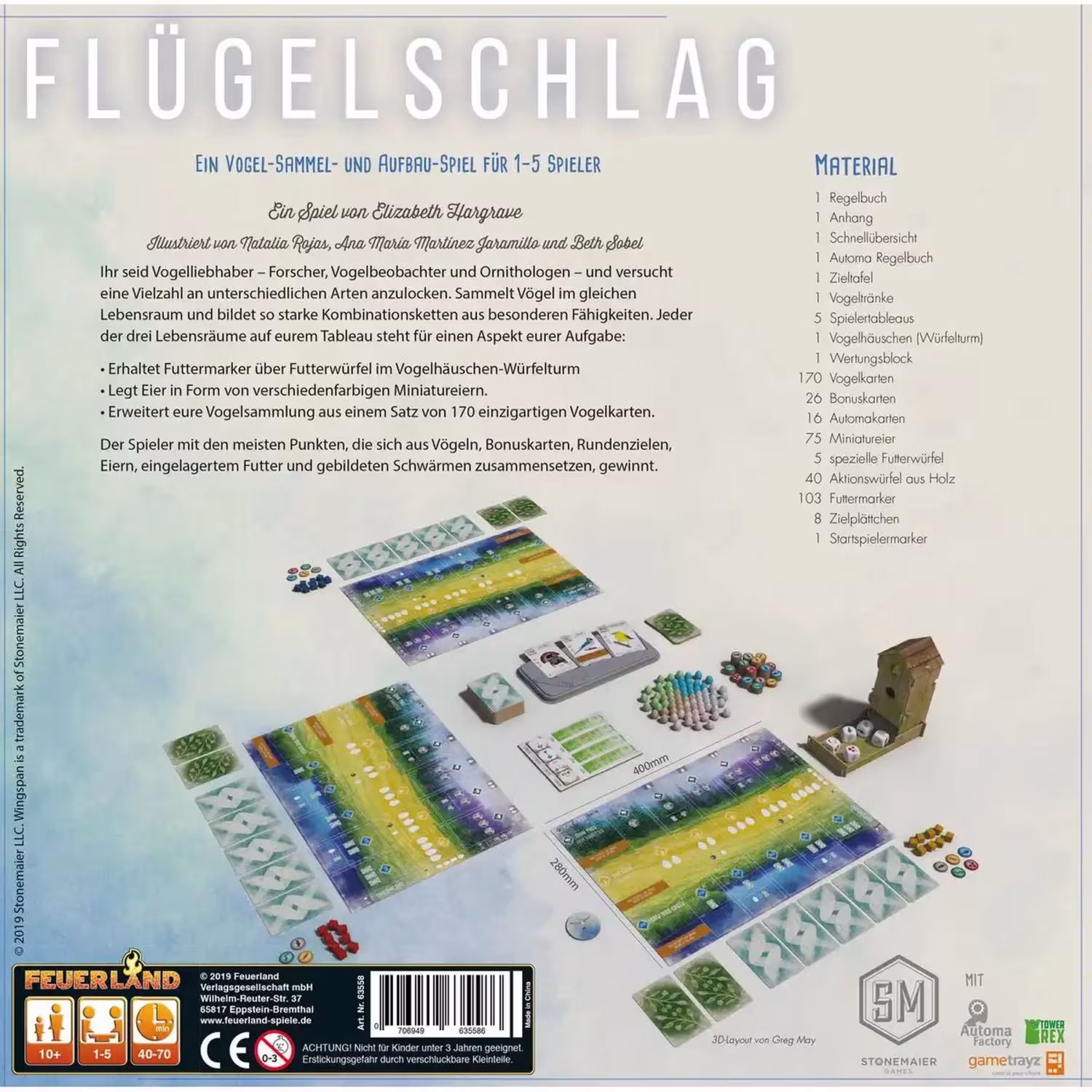 Feuerland Brettspiel Flügelschlag Kennerspiel des Jahres 2019 hinten