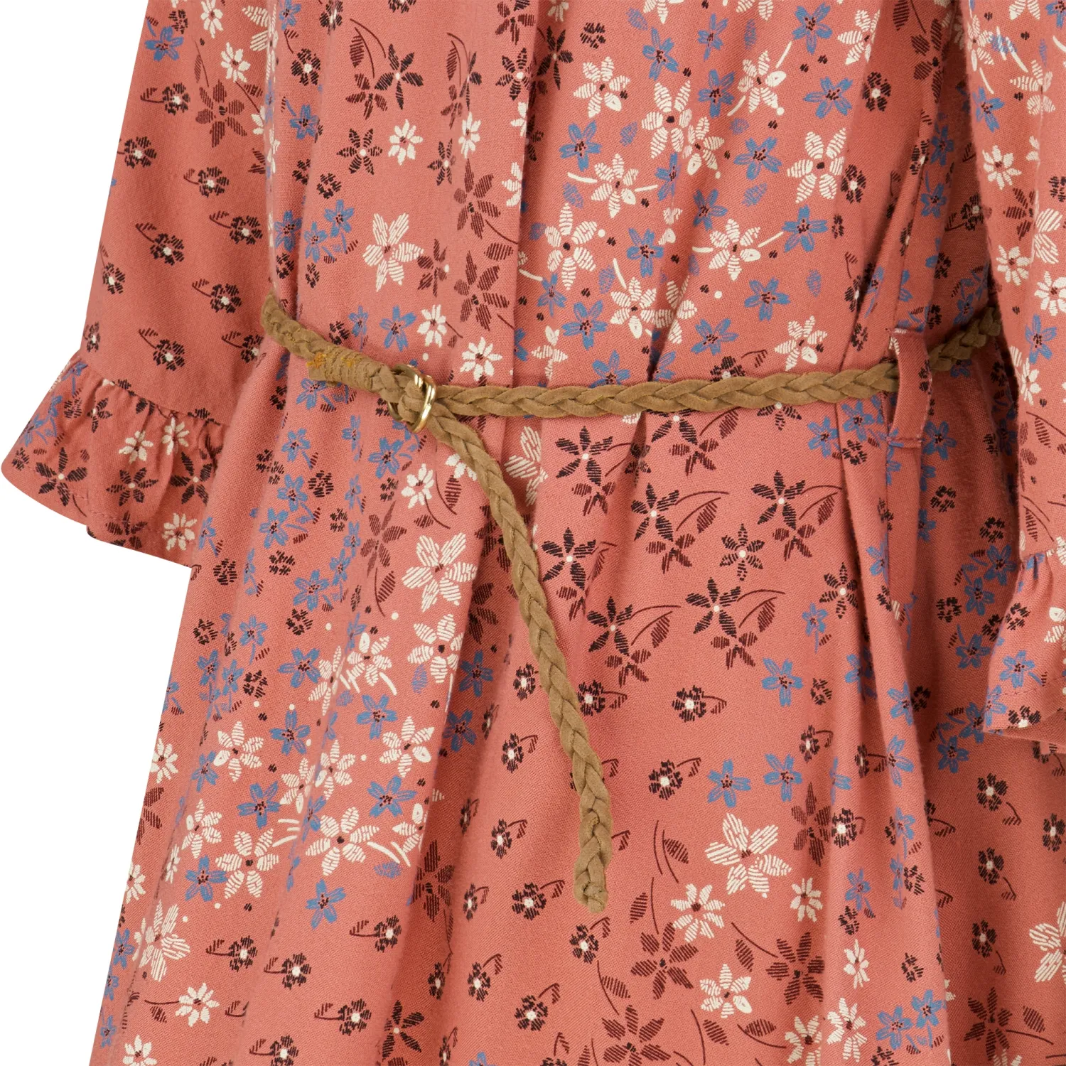 Happy Girls Mädchen Kleid mit schmalem Flechtgürtel rosewood