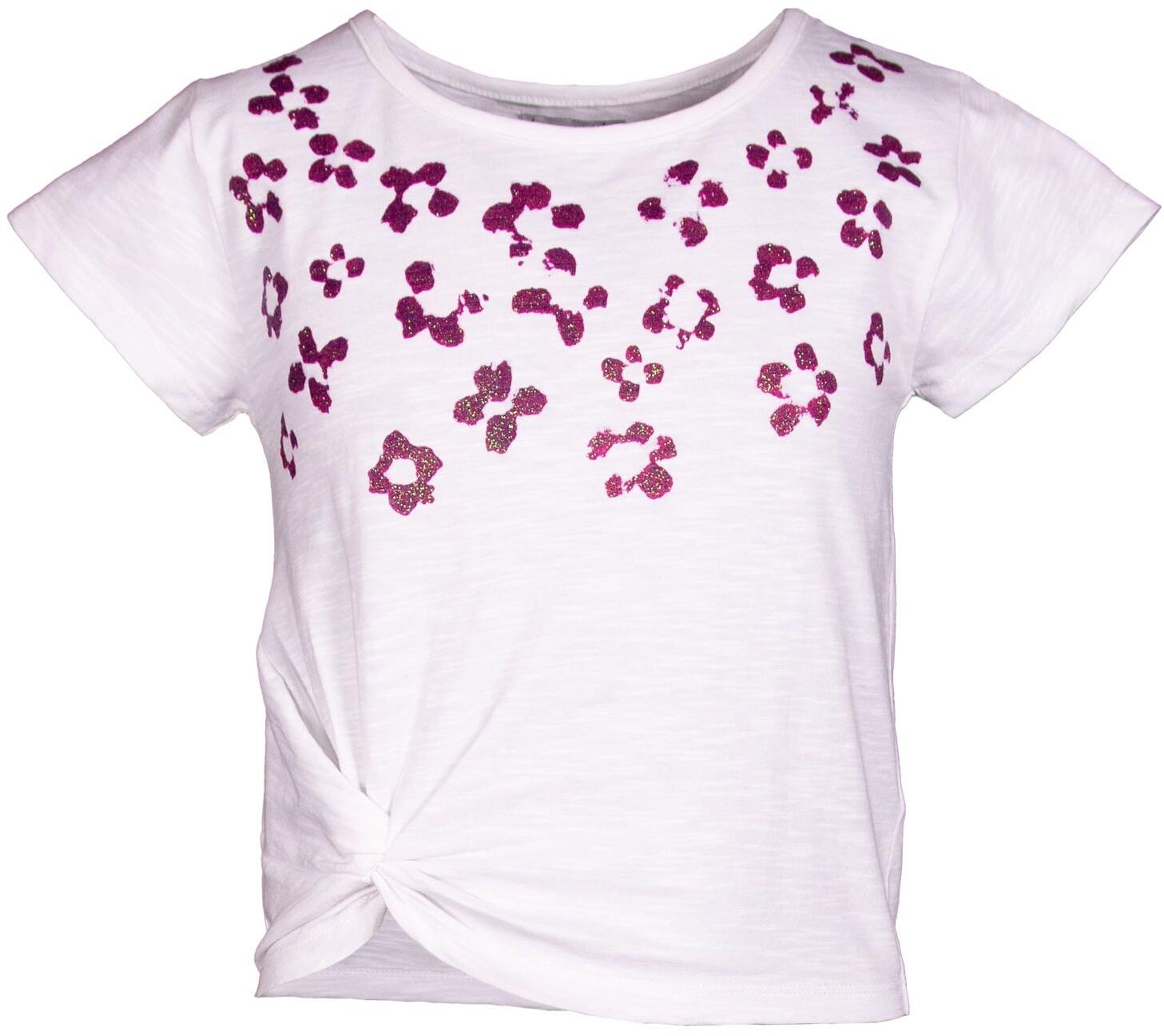 Happy Girls Teens Oberteil mit Glitzerdruck wei&szlig; fuchsia