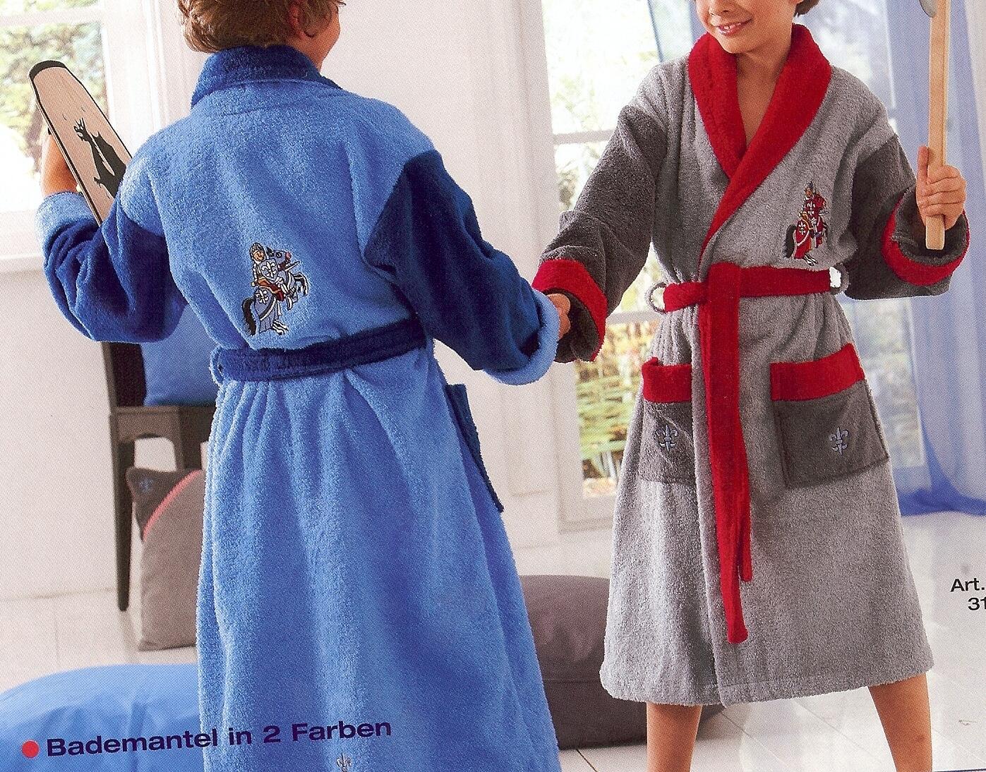 Kinder Bademantel Ritter grau