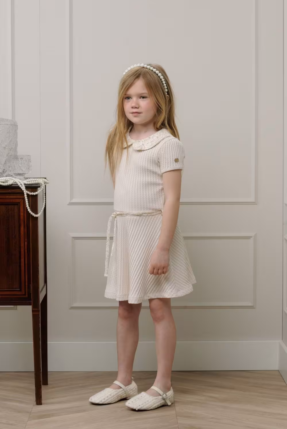 Le Chic M&auml;dchen Kleid Strickkleid Scarly beige