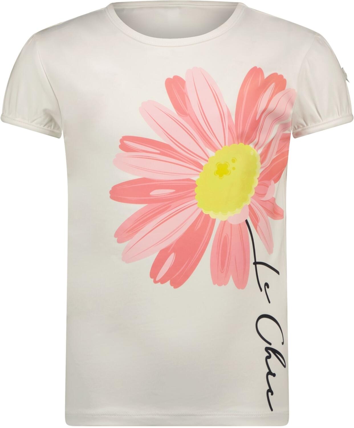 Le Chic Mädchen T-Shirt Kurzarm Blumendruck weiß