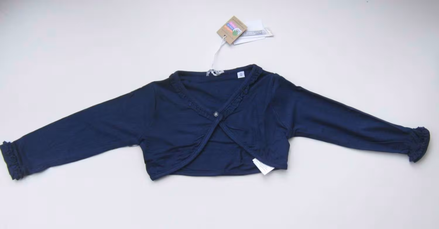 Sarabanda Strickjacke Baby Bolero mit R&uuml;schen blau
