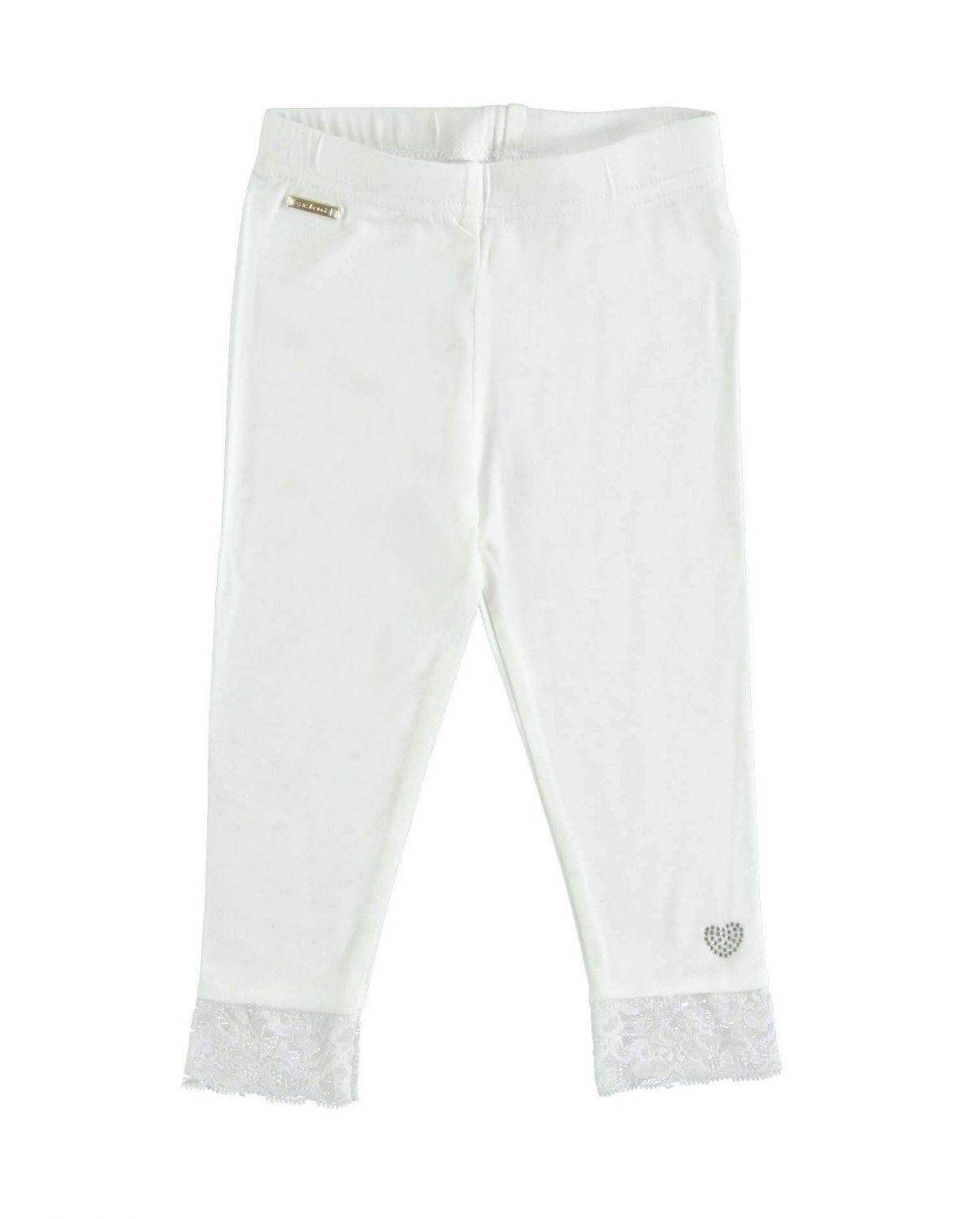 Sarabanda Kinder M&auml;dchen Leggings lang wei&szlig; mit Spitze